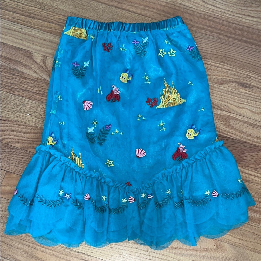 Hanna Andersson x Disney Little Mermaid Tulle Embroidered Teal Skirt